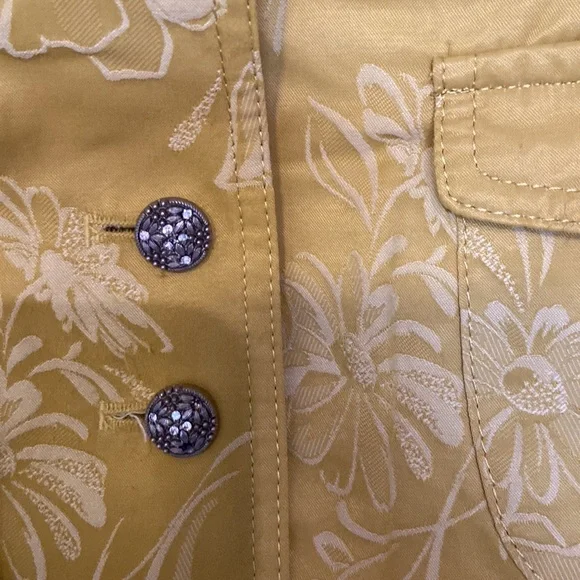Sisley Yellow Floral Blazer 🌼 Size Small Fitted Jacket Button Front EUC - Picture 3 of 10